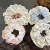 Korean Gingham Ballet Hair Tie - Cute Creamy Style Hair Rope with Lace Edge