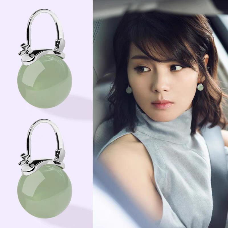 SUNSLL New Ancient Style Green Jade Bead Drop Earrings Temperament Ear Buckle For Women Girls Banquet Party Jewelry Gifts