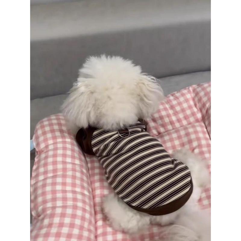 Dog clothes early autumn new elastic striped shirt bipod small dog bichon teddy pet autumn and winter bottoming shirt