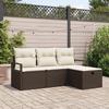 Ensemble de canapé de jardin 4 pièces avec coussins en rotin poly marron, Canapé de jardin 2 places avec rangement 3360479
