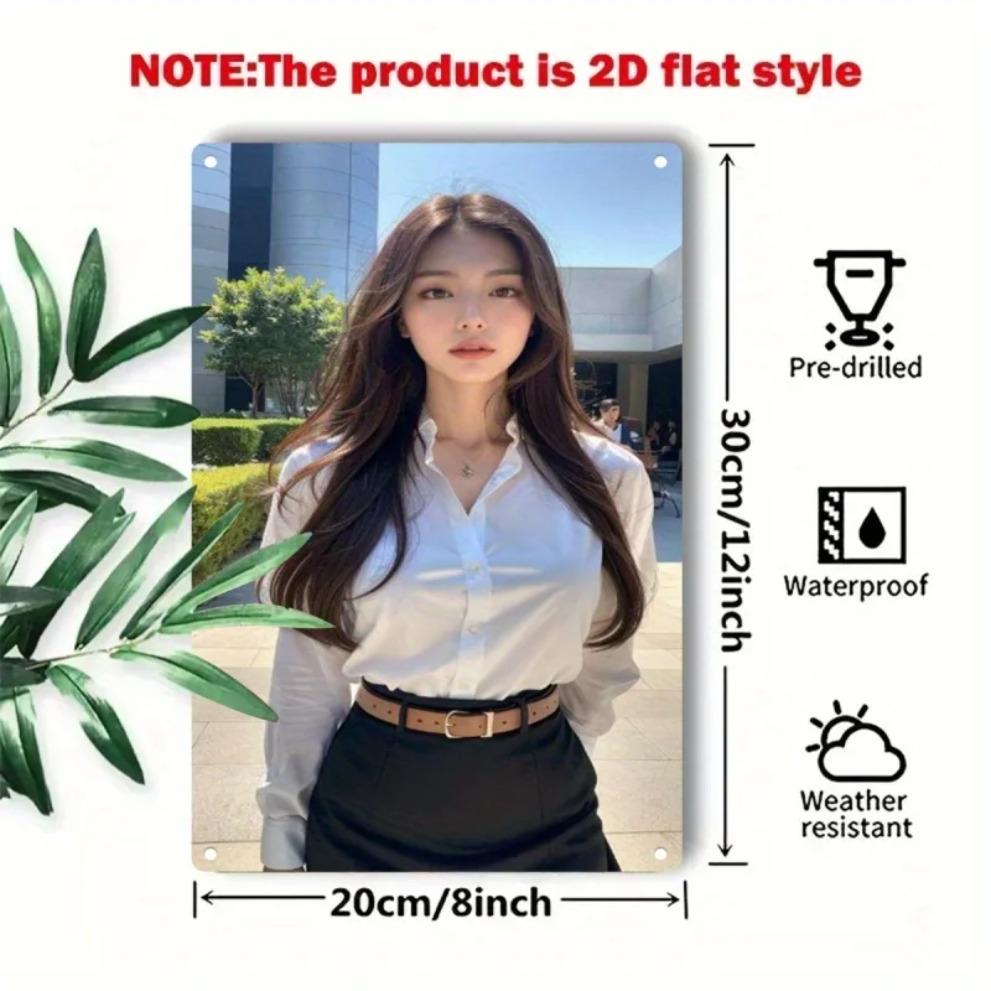 Metal Wall Art Minimalist Iron Portrait, 2D Elegant Home Office Decor for Cafe Bar