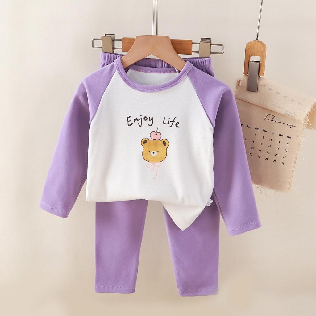 2-Piece Set Soft Pajamas Children Boys Girls Baby Spring Autumn Cartoon Long Sleeve Home Sleepwear Set Christmas
