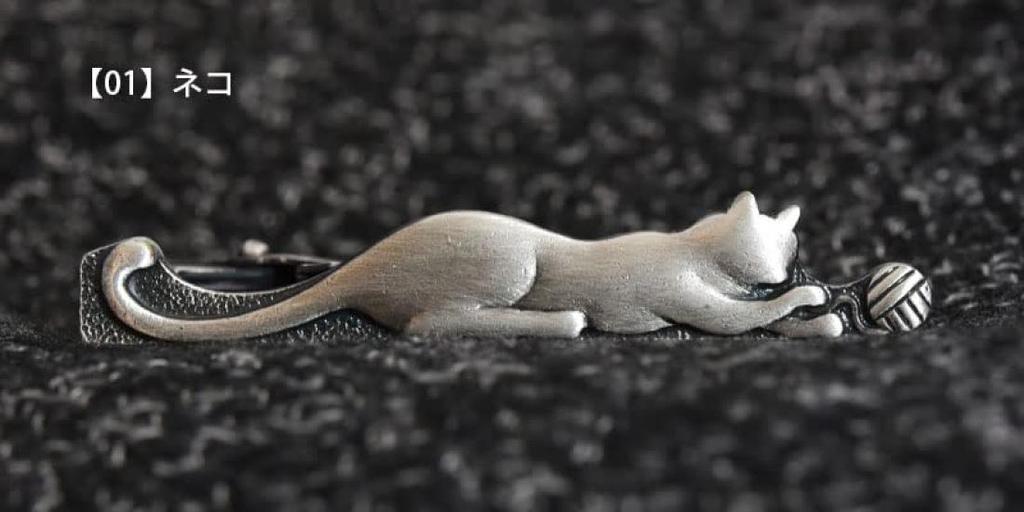 [0-STYLE.cravat] Necktie and Tie Clip Set with Gift Box - Silk Necktie, Animal Design (Cat) - Perfect Gift for Job Promotion, Birthday, Christmas,