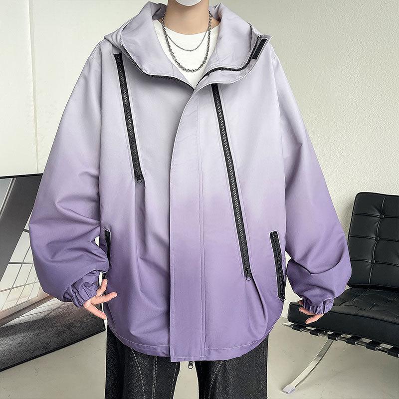 Hong Kong Style Gradient Windproof Water-Repellent Windbreaker Men's Casual Jacket for Spring and Autumn