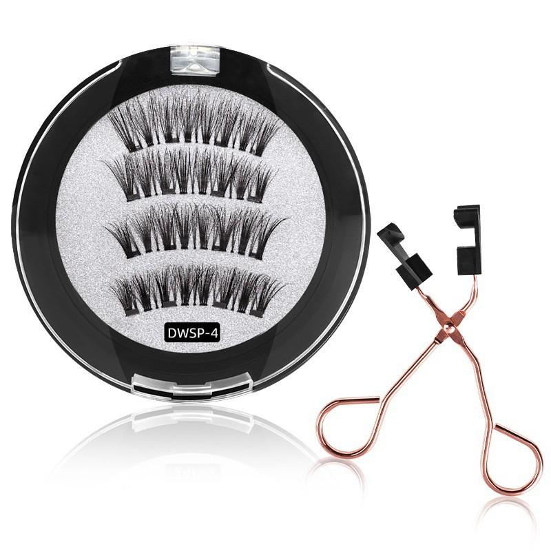 Magnetic False Eyelashes Set With Eyelash Curler Soft Natural Full Strip Reusable No Glue