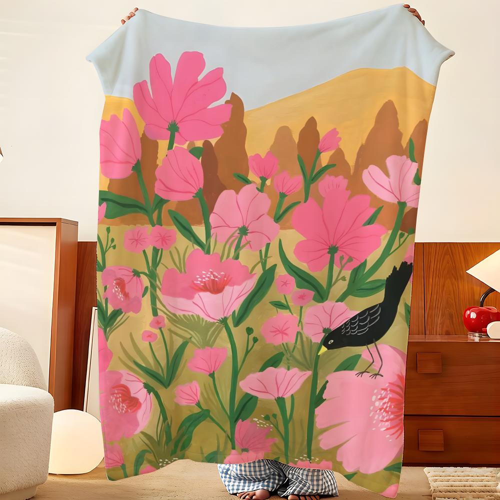 Artist V-Virginie C-Cognet Throw Flannel Throw Blanket, Lightweight Cozy, Durable Washable Cute Cool