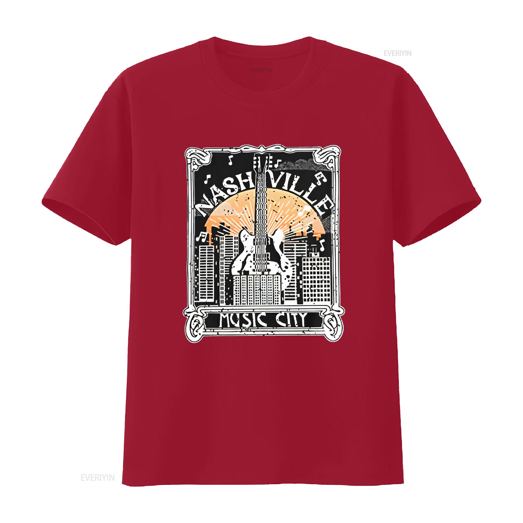 Women s T shirt Vintage Guitar Wings Nashville Music City short sleeve O neck top Black Medium vintage Washed graphic S