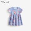 Malwee Girls' Stylish Summer Dress - Round Neck, Printed, Short Sleeve, Trendy Princess Design for Children