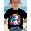 European sizes Girls' Unicorn Short Sleeve T-Shirt Top, Kids Summer Casual Cute Outfit, Holiday Party Birthday Gift for Girls, Trendy Item