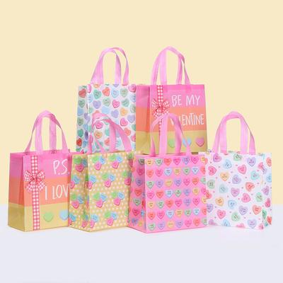 0pcs Valentine Candy Heart Tote Bags Reusable Goodie Bags for Wedding Party Favors Classroom Exchanges and Markets