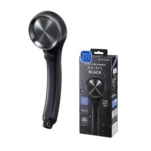 

SANEI Ultra Fine Bubble Shower Head, Rainy Black, Made in Japan, Ultra-fine Water Flow, Handheld Stop, 50% Water Saving, Matte Black, PS3136-80XA-MD
