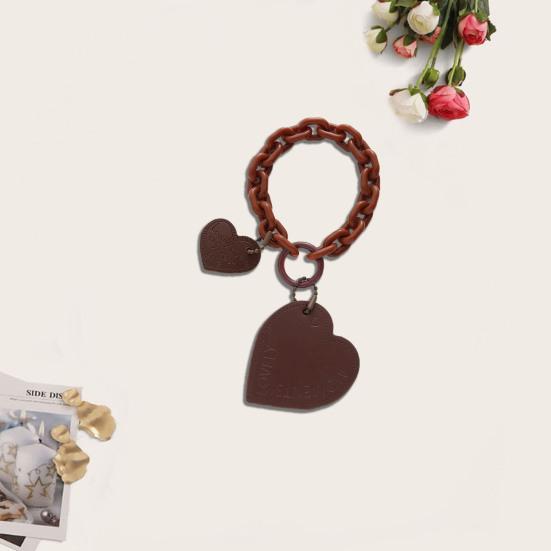 Keychain Pendant Chain Faux Leather Heart Pendant Stainless Portable Shoulder Bag Handbag Decoration Pendant Keyring Holiday Gift