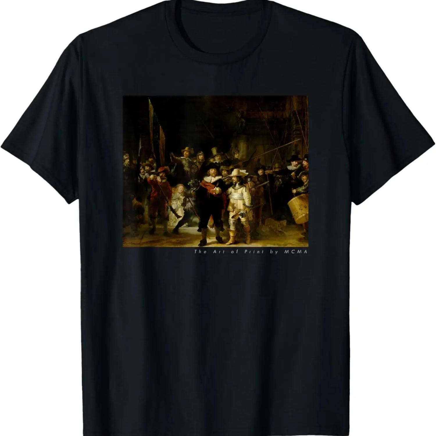 

Night Watch by Rembrandt - Art Print Design T-Shirt S чёрный
