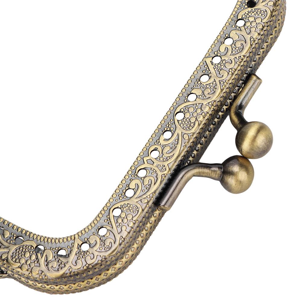 2pcs DIY Bag Handle Green Bronze Square Purse Frame Embossed Metal Handbag Handle (8.5cm)