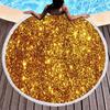 Luxury Gold Vintage Floral Round Beach Towel with Tassels, Microfiber Quick Dry Beach Blanket Absorbent Meditation Rug Yoga Mat