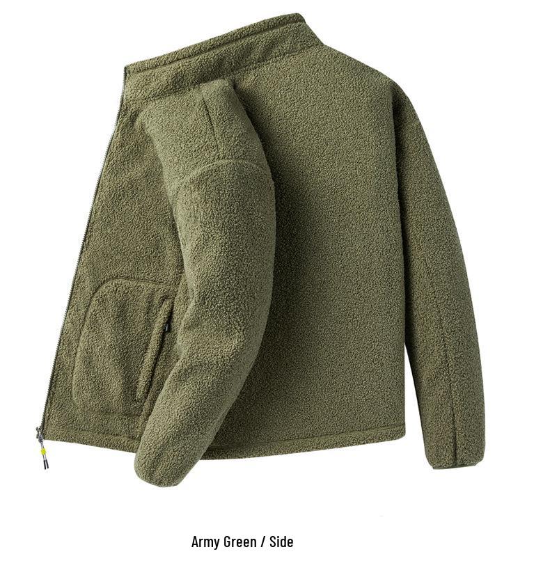Men's Autumn/Winter Teddy Fleece Jacket - Stand Collar, Loose Fit, Thick, Warm Hoodie