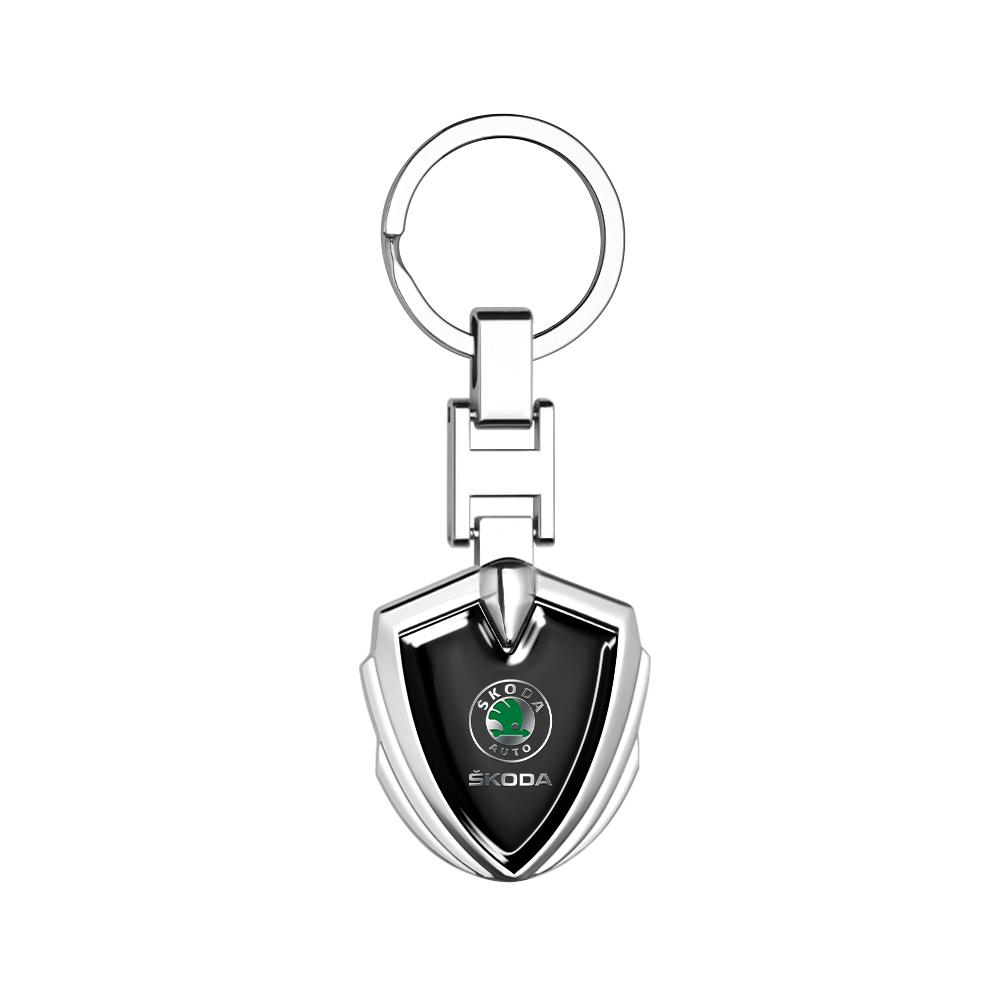 TTJJ2 1/2Pcs Metal Alloy Logo Car Keychain For Skoda Octavia Mk3 Fabia 2 Superb 3u 2 Kamiq Kodiaq VRS Rapid Key Chain Keyrings Gifts