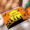 Halloween Theme Door Mat With Pumpkin Bat Black Cat Ghost Castle Patterns Fun Cartoon Spooky Atmosphere Decorative
