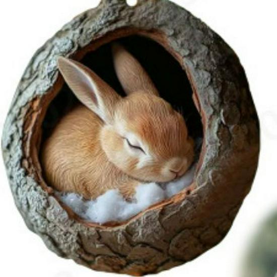 

Creative Tree Hole Kitten & Puppy Acrylic Backpack Pendant Golden Thread