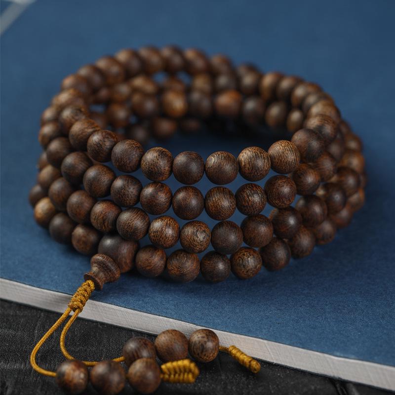 Vietnam Nha Trang Purple Agarwood Unisex Bracelet - Natural Wild Sinkwood Buddhist Prayer Beads, 108 Beads