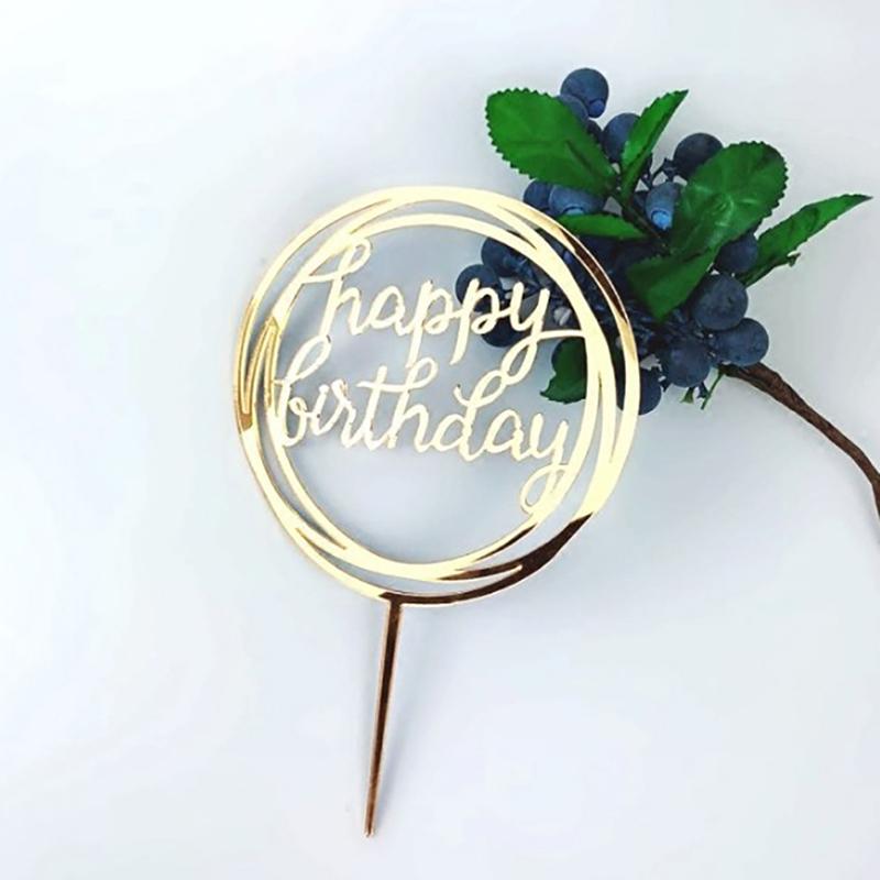 1Pcs Gold Acrylic Letter Happy Birthday Cake Party Supplies Decoration