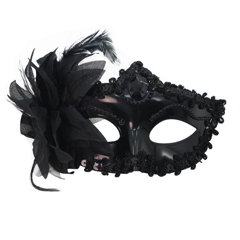Glitter Half Face Floral Masquerade Mask Woman Venice Mask Halloween Costume Accessories For Cosplay Party