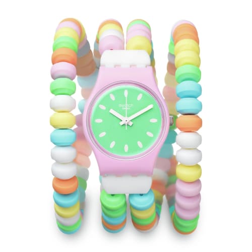 Swatch Women's Dress Pink Watch Plastic Quartz Caramellissima L, Pink, Pastry Chef.