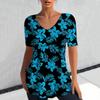 Fashion Floral Print 3D Printed Women's Casual V-neck Short Sleeved T-shirt