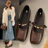 Flat-soled Mary Jane Shoes Women's 2026 New Single Shoes Spring French Shallow Mouth Retro Soft-soled Leather Shoes Ballet Shoes