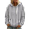 Women's Striped Print Hoodie - Casual Long Sleeve Pullover with and Front Pocket