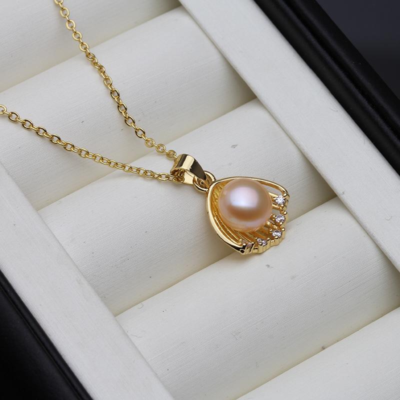Classic Flower Freshwater Pearl Pendant For Women White Black Leaf Natural Pearl Pendants Party Gift