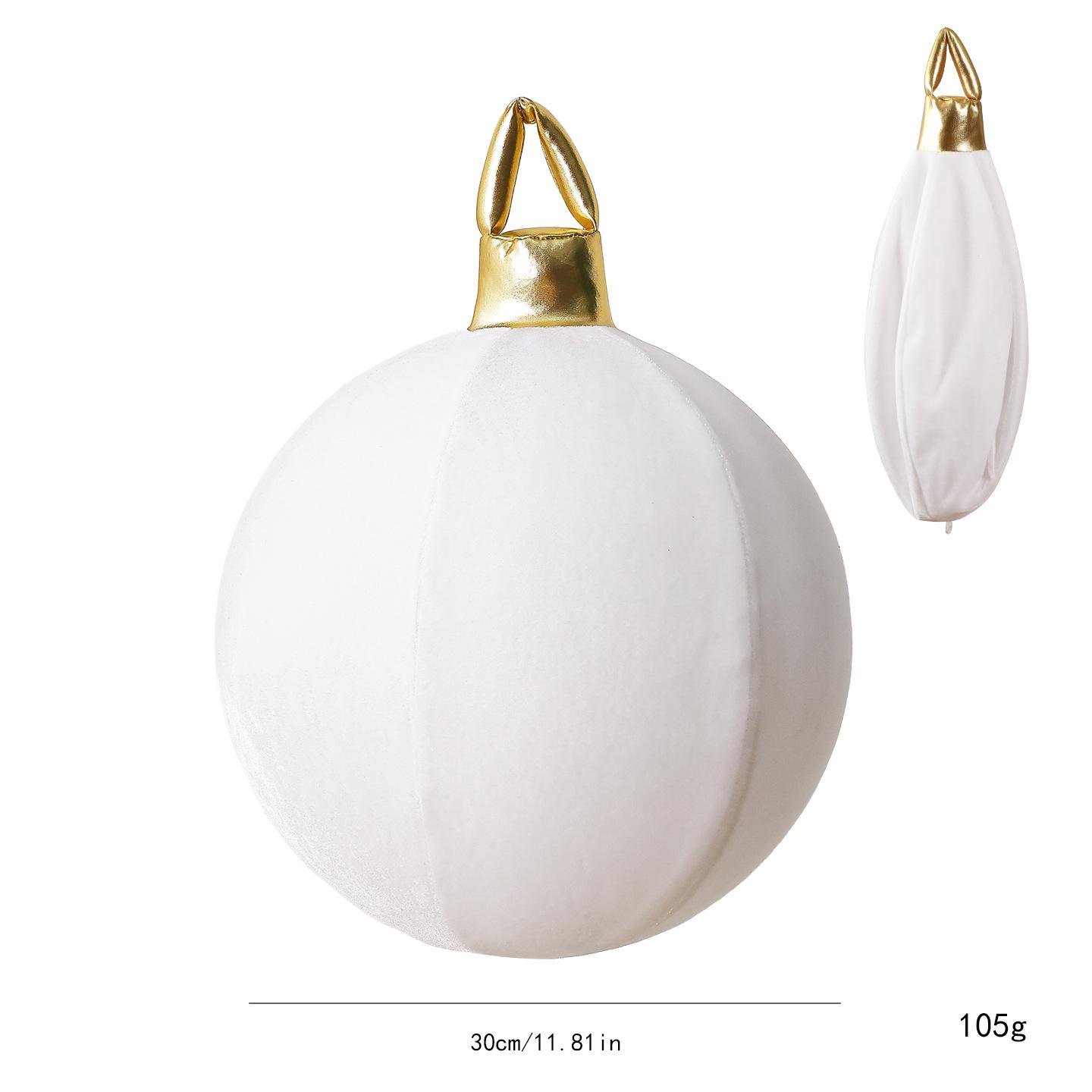 30cm Grote Geblazen Fluweel Kerstballen Decoratief voor Buiten Tuin Plafond Navidad Hangende Bal Huisdecoratie Accessoires 30cm wit
