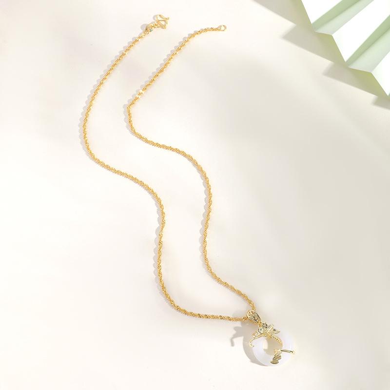 

Нефрит Хетян Захисний Амулет Кольє Жіноче Династія Ретро Темперамент Квітка Нефрит Кільце Ланцюжок для ключиці