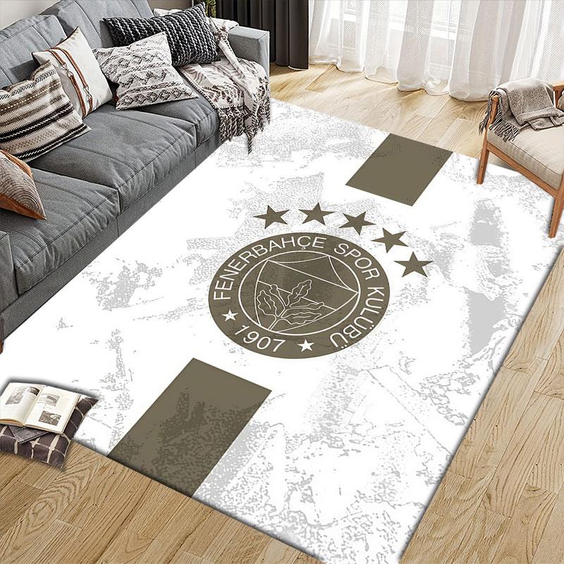 Tappeto Stampato in Flanella Fenerbahce SK, Decorazione Divano per Soggiorno e Camera da Letto, Tappetino da Pavimento in Flanella Antiscivolo per Sala Giochi
