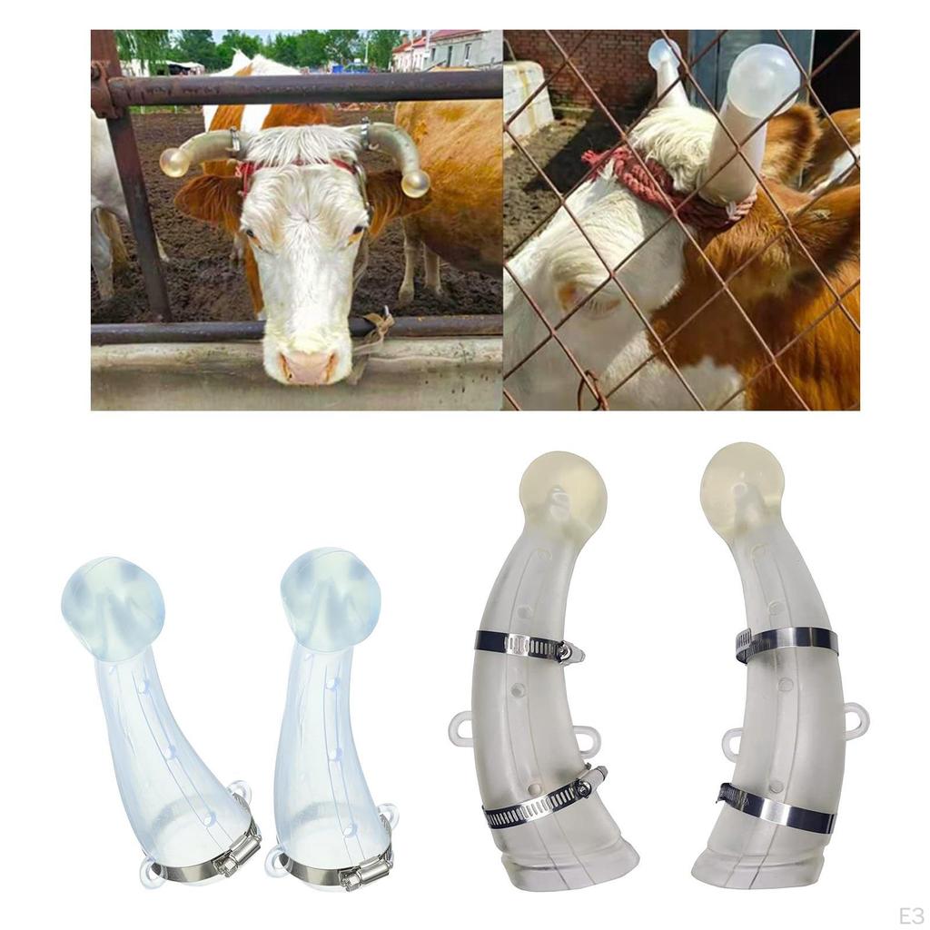 2 Pieces Cattle Cow Horn Covers Silicone Protectors Easy to Install Flexible for
