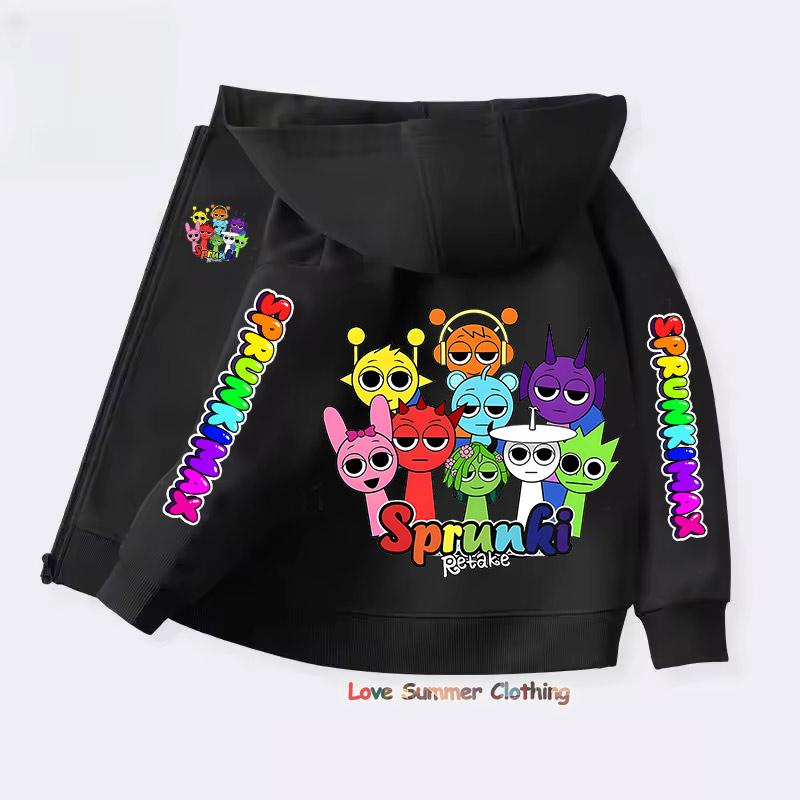 Sprunki Reißverschluss-Hoodies für Kinder Incredibox Anime-Figuren Mädchen-Sweatshirt Kinder Frühling Herbst Pullover Geschenk Jungenkleidung 4-14J