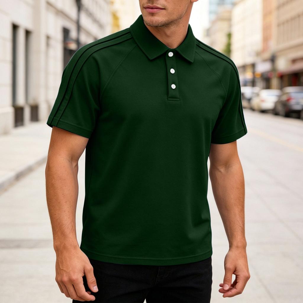 Men's Casual Lightweight Breathable Short Sleeve Polo Shirt with Classic Collar and Button Placket Suitable for Everyday Wear