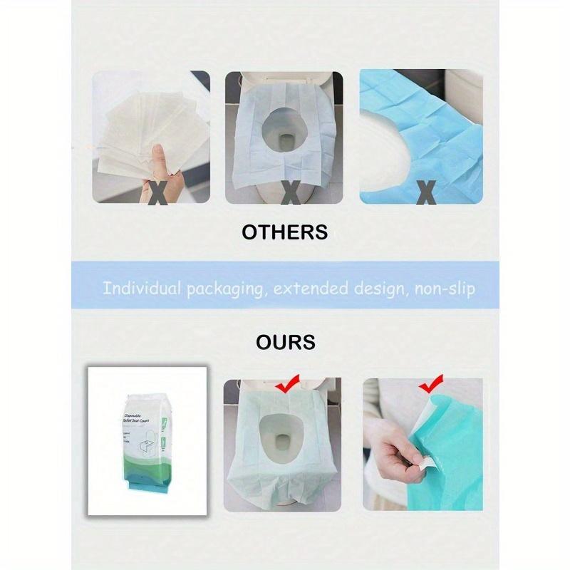 10 ks Jednorázové potahy na záchodové prkénko, Vodotěsné a přenosné, Extra dlouhá papírová podložka na záchodové prkénko pro hotel, veřejná místa, cestování, volnočasový klub