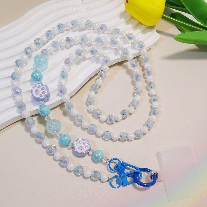 

Long Mobile Phone Lanyard Crossbody Necklace Chain Strap Hand-Beaded Universal Buckle Clip For Phone Case синій