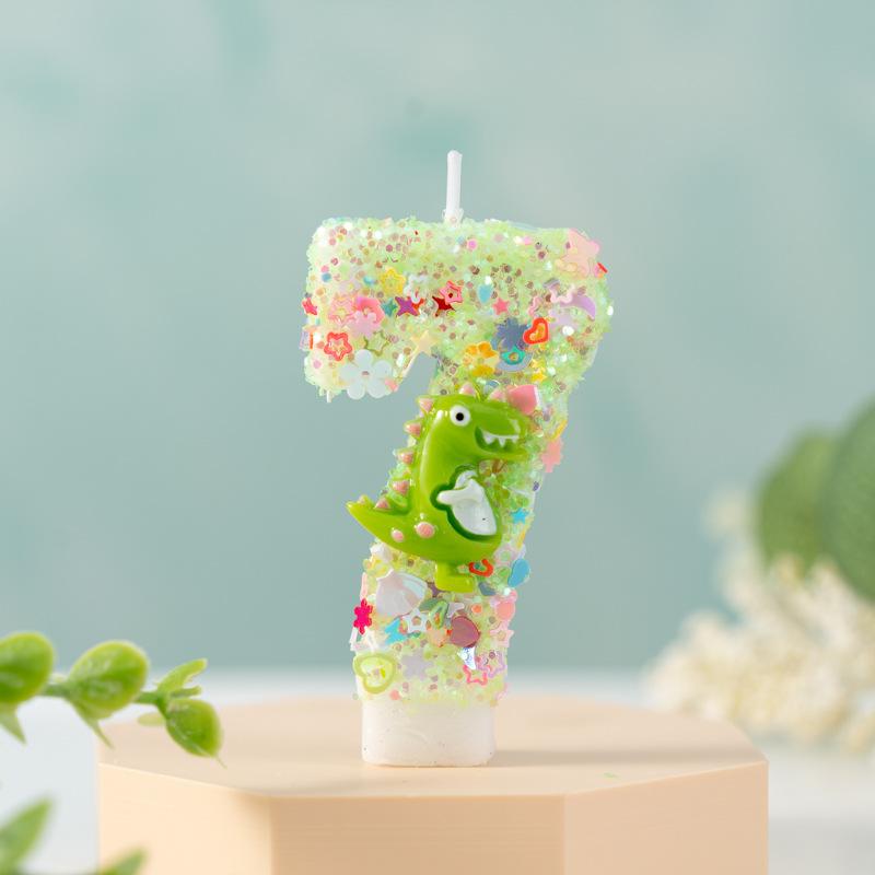 Digital Birthday Candle Cake Party Decoration First Birthday Creative Dinosaur Decoration