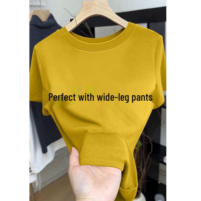 

Korean-Style Women s Slim Fit Ribbed Top: Breathable, Solid Color, Short Sleeve Fashion Design L [95-110 lbs]