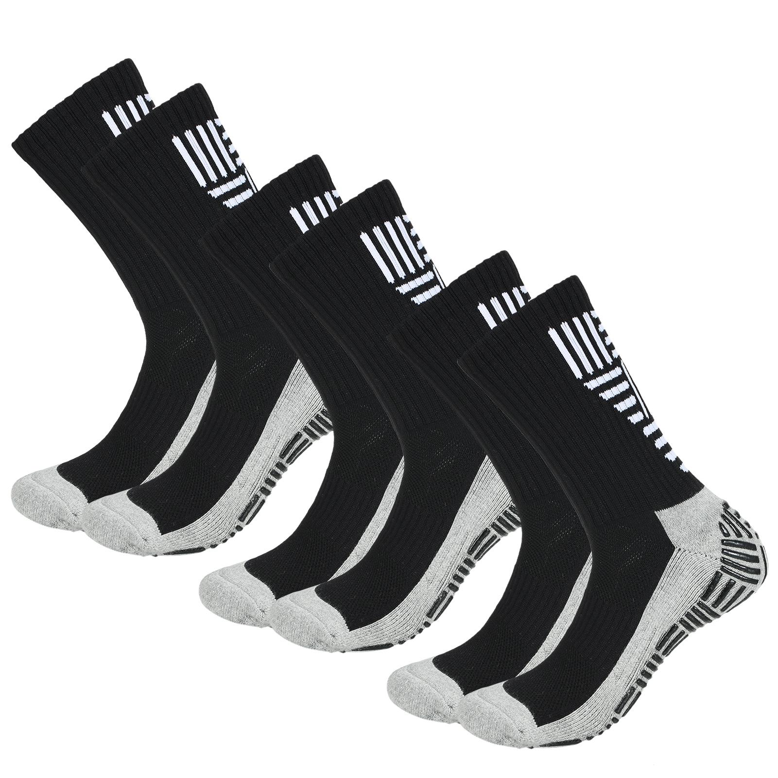 PASTE 3 Paia Calzini Calcio Performance Antiscivolo, Uomo Donna, Taglia 39-47, Traspiranti, Fusto Alto, Made In Italy (Nero/Bianco)