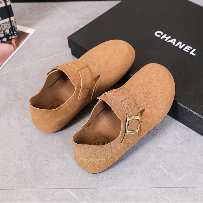 Flat Shoes 2025 Single Shoe Spring New Item Lazy Half Slippers Suede Frosted Shoes for Women
