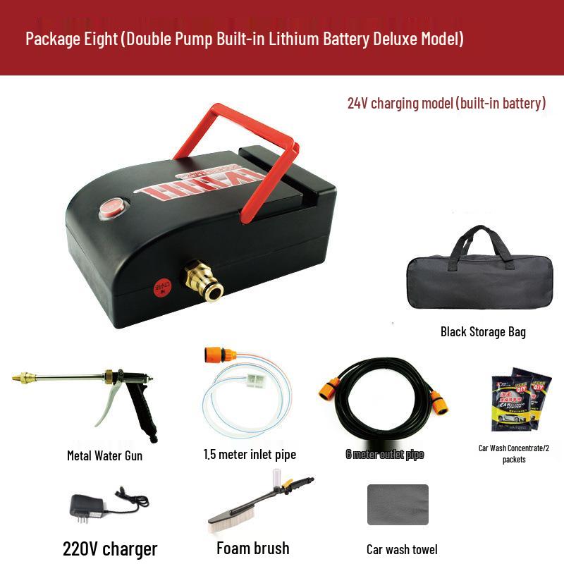 Portable High-Pressure Car Wash Machine: Double Pump Self-Priming Water Gun for Household Use