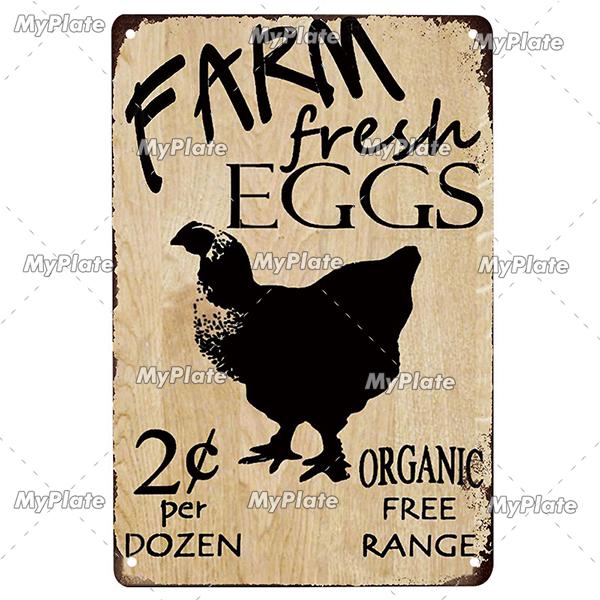 MyPlate Fresh Egg Metal Sign Vintage Plaque Tin Sign Home Decor Bar Sign Coop Ckicks Art Poster Outdoor Decor