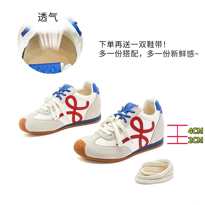 inner height increase 4cm pair of shoelaces Dexun shoes 2025 autumn new mango head Forrest Gump shoes women's casual sports shoes women