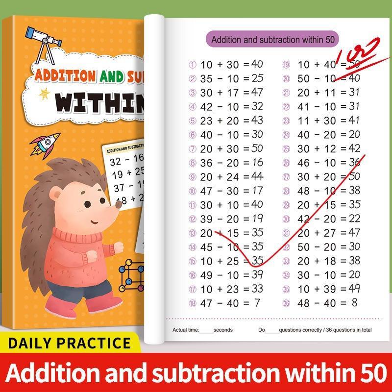 Children's Early Math Education Workbook Addition Subtraction Within 100 Exercise Book for Kids Daily Training Gift