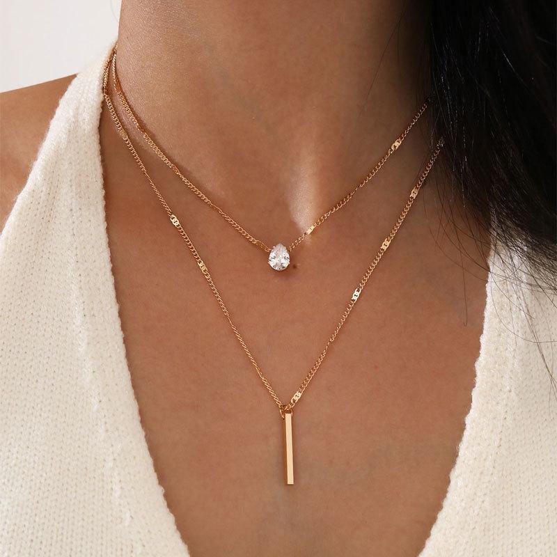 

Elegant Double Layer Clavicle Necklace for Women - Cold Style Internet Celebrity Design золотой