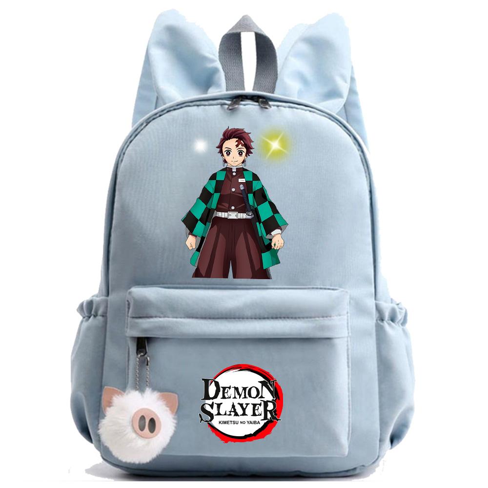 Anime Cartoon Demon Slayer Aufdruck Rucksack für Teenager Kinder Schüler Schultasche Mädchen Damen Große Kapazität Wasserdicht Reisetasche Geschenk Mochila