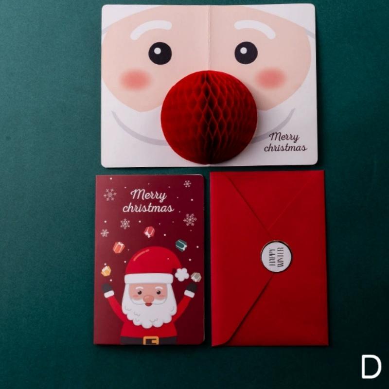 3D Pop-Up Weihnachtskarten mit Verschluss-Aufklebern, Waben-Weihnachtskarten, Niedliche Frohe Weihnachten Karte Feiertagsgruß Geschenk